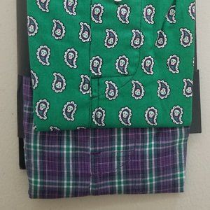 NWT CHAPS MENS 2 PACK BOXERS Green & Purple Small